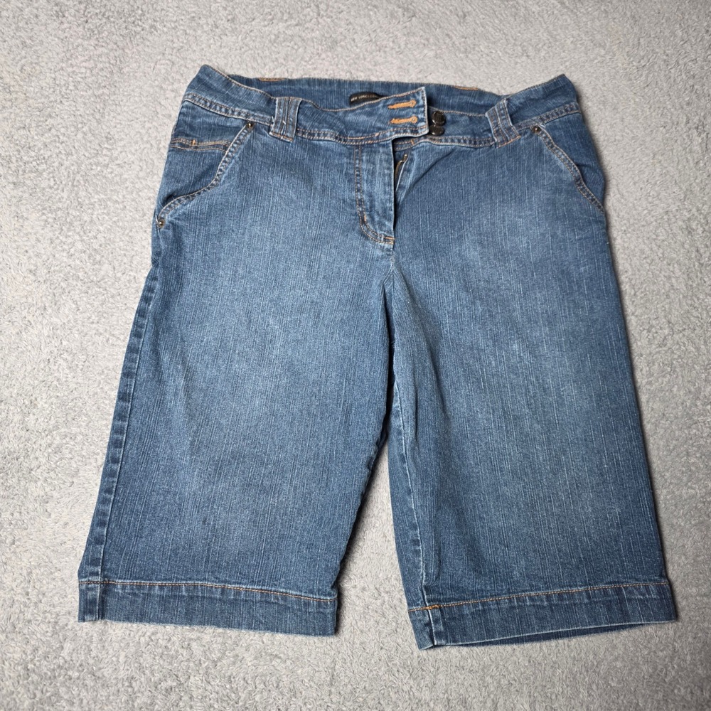 New York & Company Womens 10 Bermuda Shorts Blue Denim Stretch Mid Rise 6051